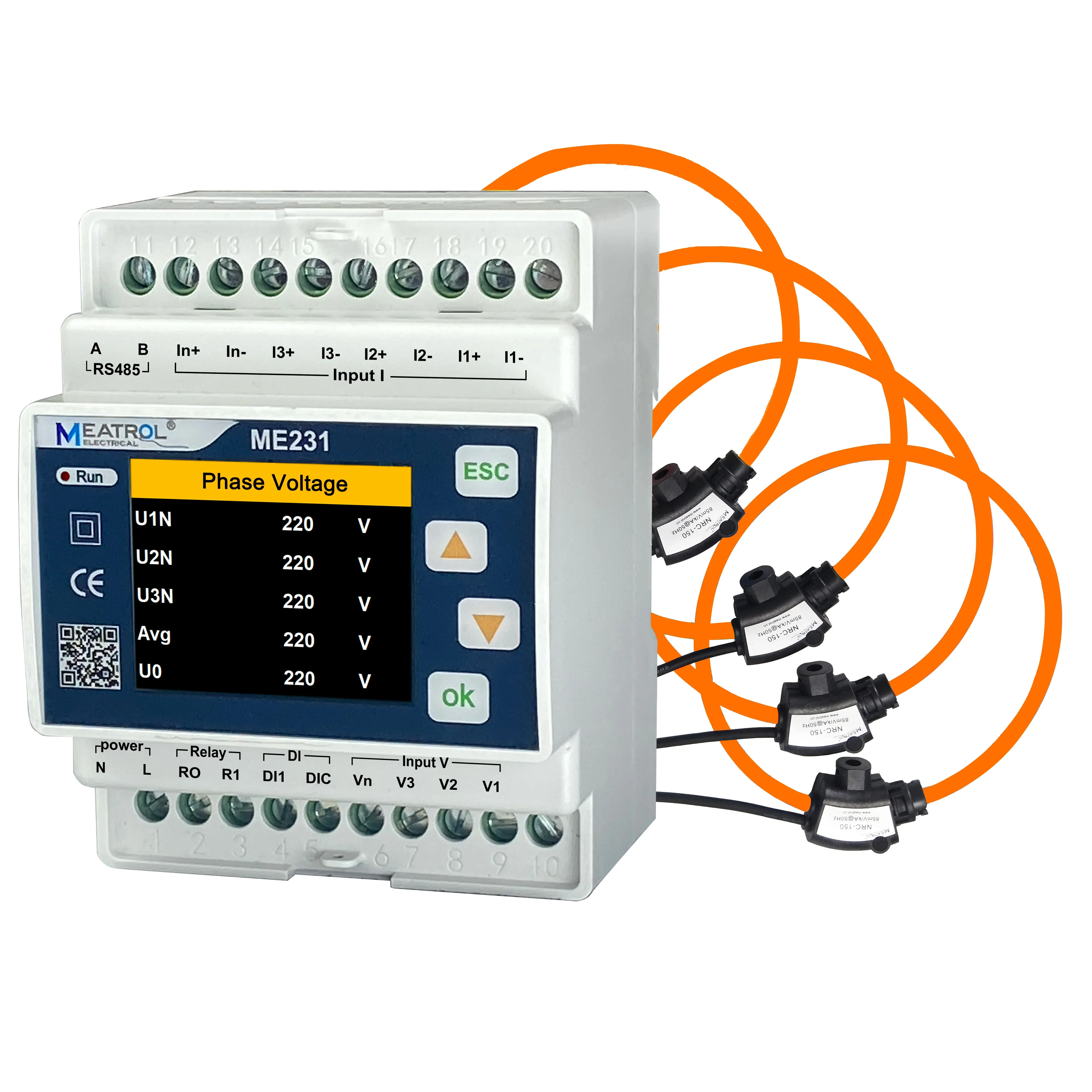 Top-selling smart meter ME 231 Split-core CTs RS485 Modbus RTU energy meter, without coils