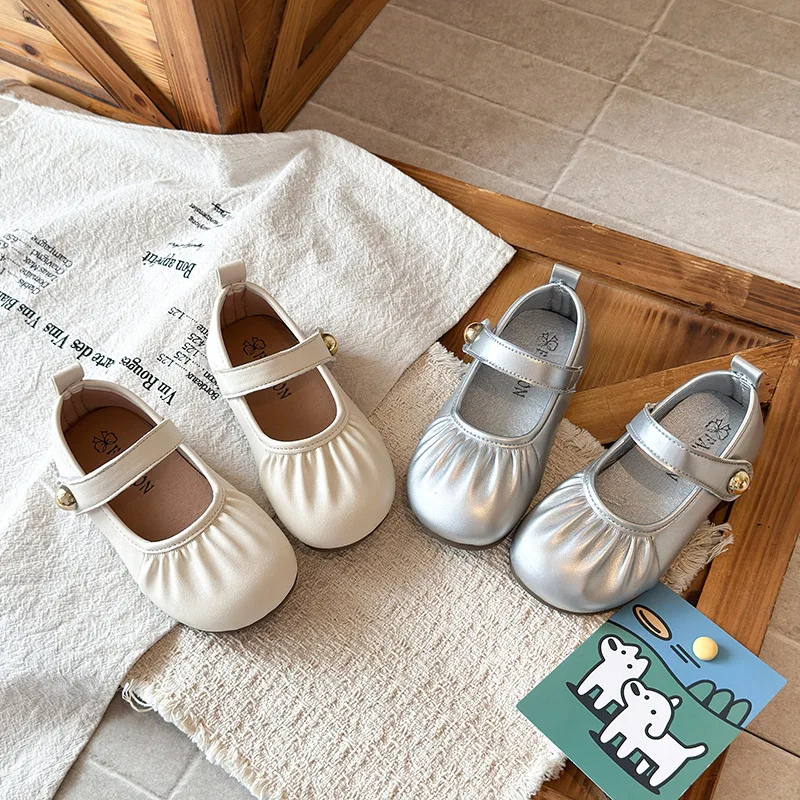 Girls Shoes Children's Princess Pu Leather Shoes New Spring Autumn Wind Kids Soft Sole Baby School Student Loafer Flats