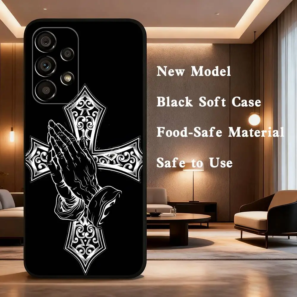 G-고딕 십자가 기호 휴대폰 케이스 삼성 갤럭시 A32, A10, A71, A11, A12, A13, A31, 노트 10 등을 위한 부드러운 검정색 보호 케이스.