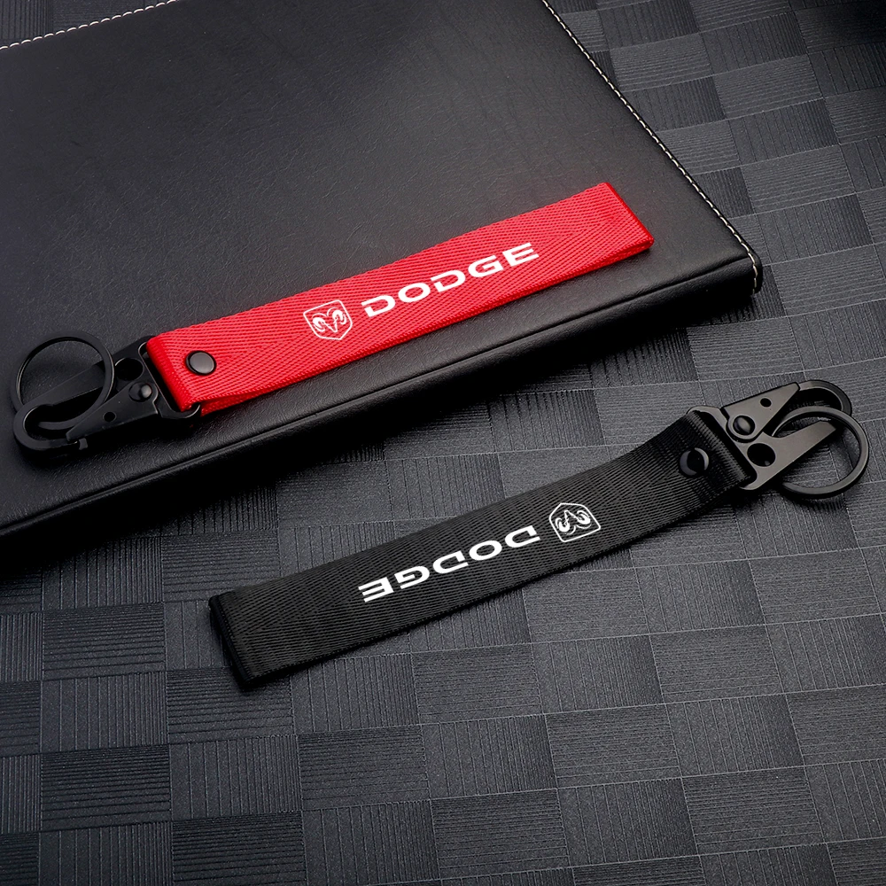 Llavero con Correa y Logotipo de Auto, Accesorios de Alta Gama para Dodge Durango, Caliber, Dakota, Neon, SXT, Nitro, Ram, Dart, SRT