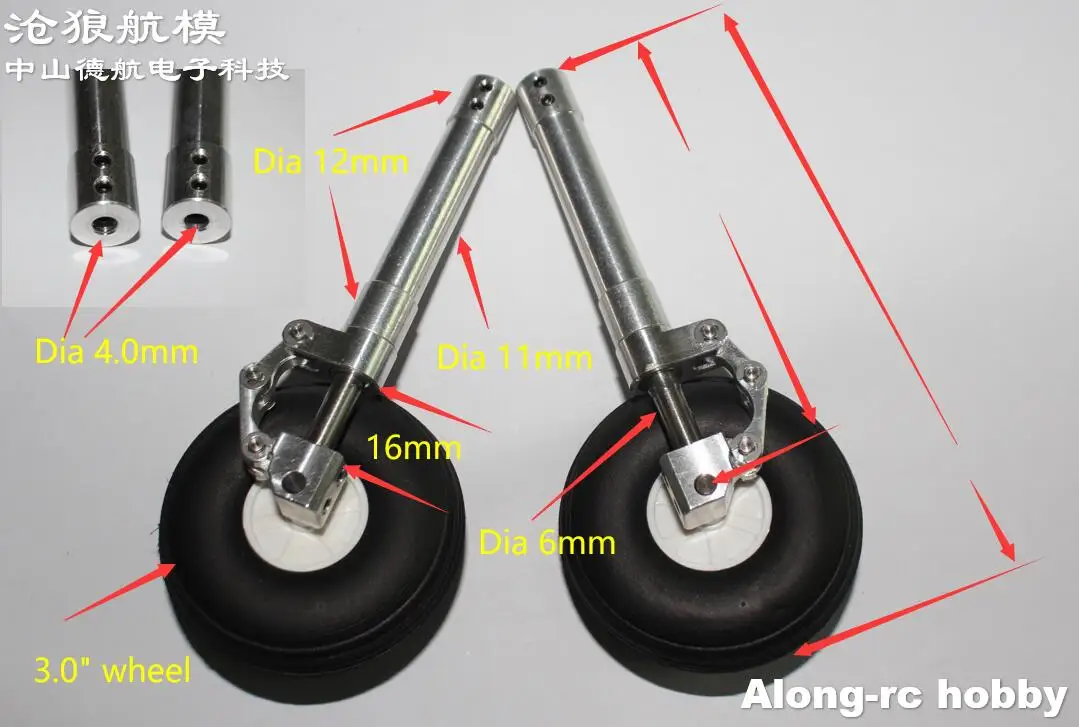 1 paio 70 80 90 100 -- 160 170mm D4 smorzamento posteriore principale in ginocchio carrello di atterraggio adatto per 3-6kg modello fai da te Jet