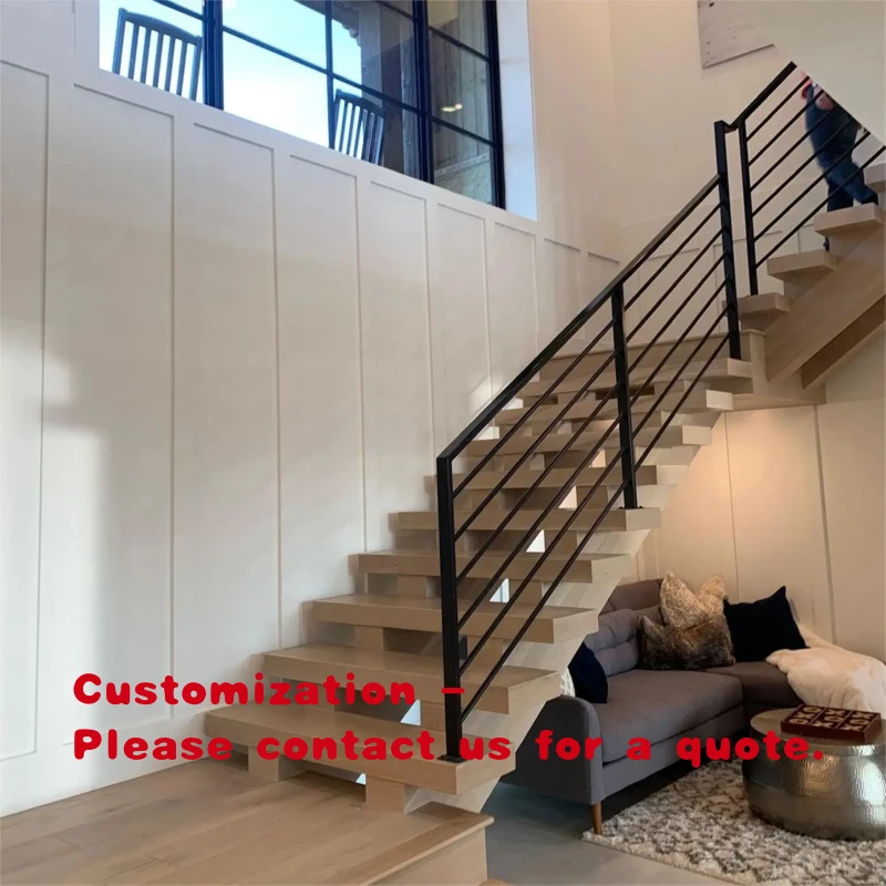 custom.Architectural Straight Stair Built with Box Section Steel Tubes Modern Interior Spaces