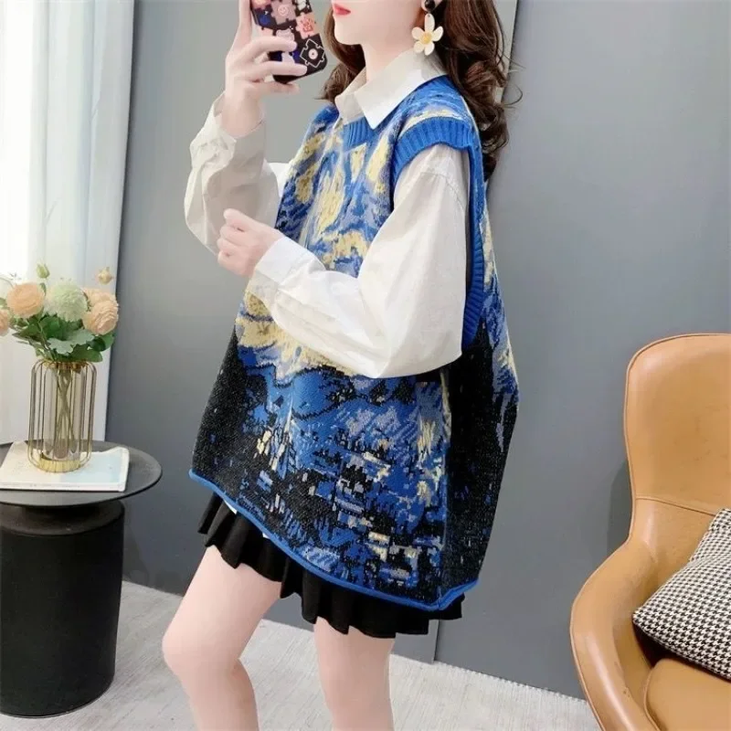 Cute Female Sweater Sleeveless Waistcoat New Knitwear Kawaii Clothing Trend 2025 Women's Knitted Vest Cheap Clothes Outerwears