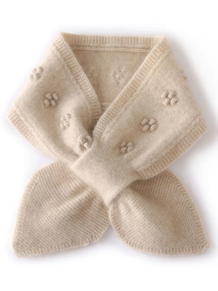 

Pure Camere Scarf Women's ort Knitted Punched Small Bowtie Warm Ne Protection Scarf Chinese Sle Rectangular Autumn Wi...