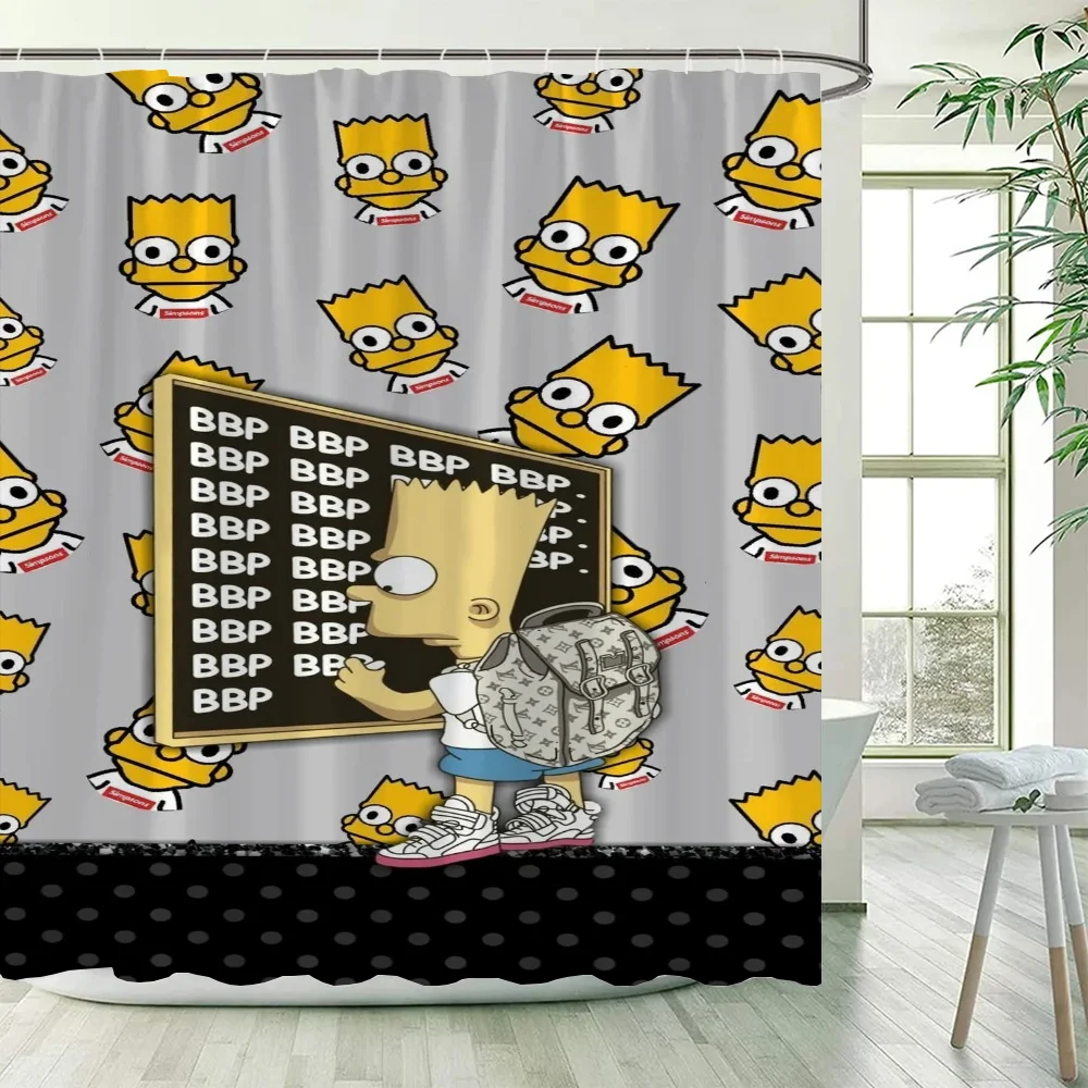 The Simpsons Shower Shower Curtain for Bathroom Folding Partition Bath Accessories Curtains Bedrooms Waterproof Fabric Things