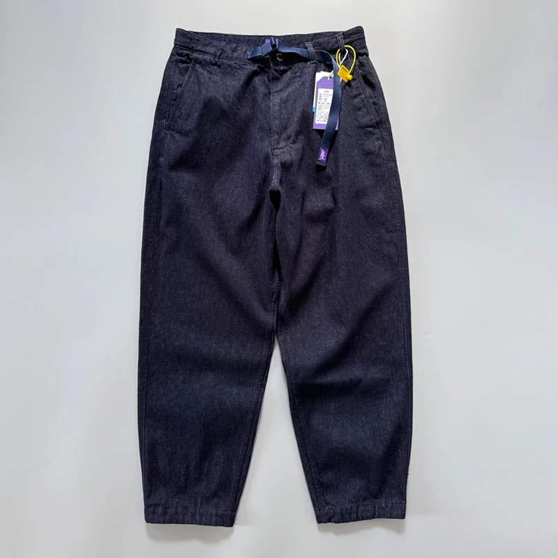 Cintura ajustable Otoño Invierno grueso suelto pierna ancha cónico recto índigo azul Denim Jeans Cityboy pantalones de estilo perezoso para hombres