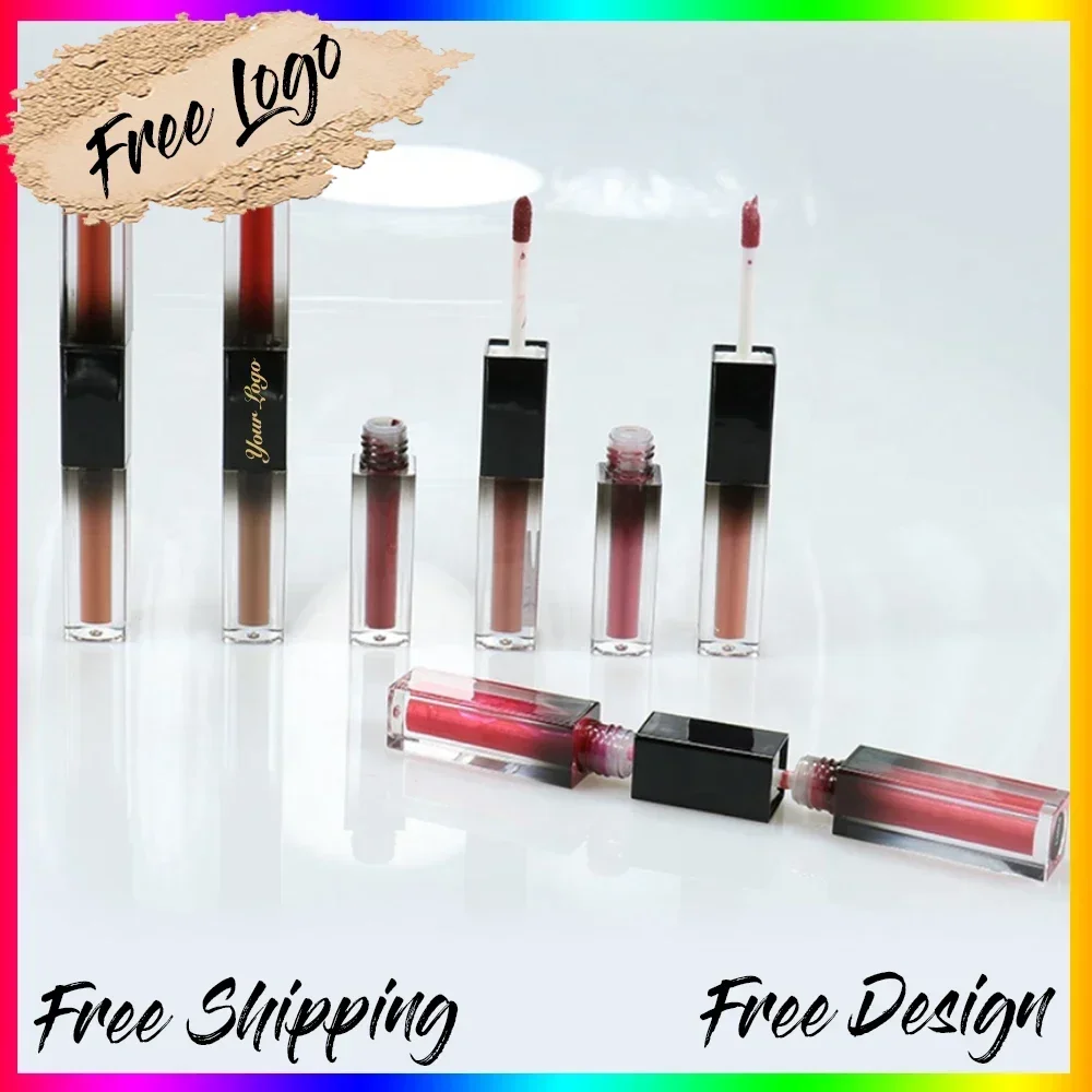 Best Selling 24 Hours Long Lasting Double Head Liquid Lipstick Multi Colors Matte Lipgloss Private Label Make Your Own Brand