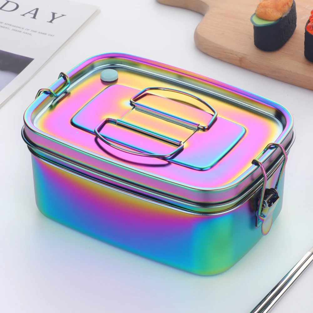 

1.5L 304 Stainless Steel Lunch Box Double Layers Bento Food Container Snack Storage Thermal Metal Box Stock Dinnerware