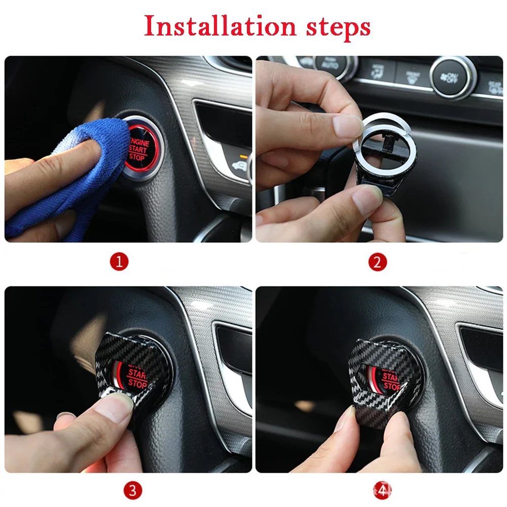 Cubierta de botón de arranque y parada de motor de coche, accesorios decorativos para automóvil, cubierta adhesiva de botón, estilo Interior de coche, 1 ud.