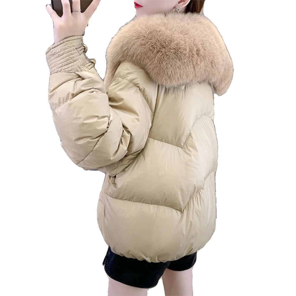 2025 ملابس نسائية عالية الجودة بياقة كبيرة من الفرو سترة قصيرة للخريف والشتاء جديدة 1109 #1