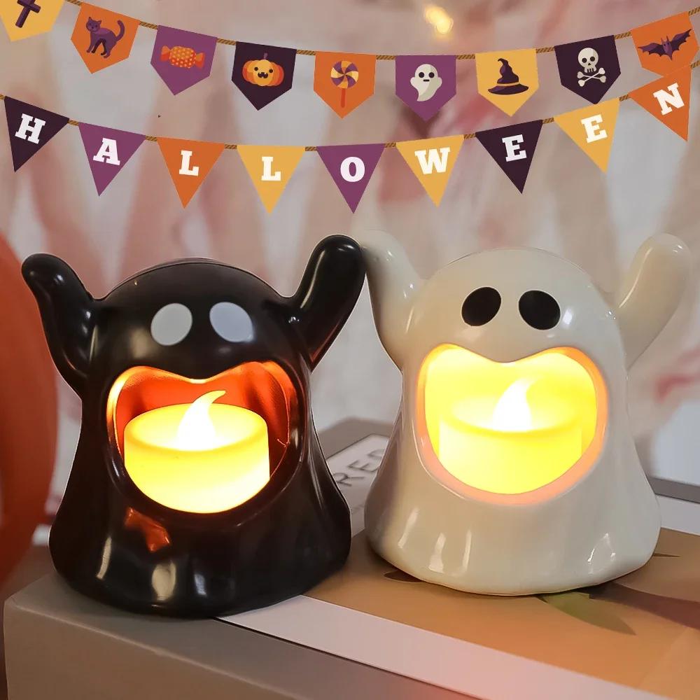 Halloween Decoração Night Lights, Cute Cartoon Ghost Ornaments, Candeeiros de mesa de PVC, Holiday Party, Atmosfera Nightlights, Presentes infantis