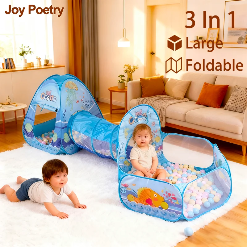 3In1 2,7 M Kinder Ball Pool mit Korb Tragbare Baby Pit Krabbeln Tunnel Ballon Laufstall Zelt Kind Indoor Outdoor garten Spielzeug Geschenk