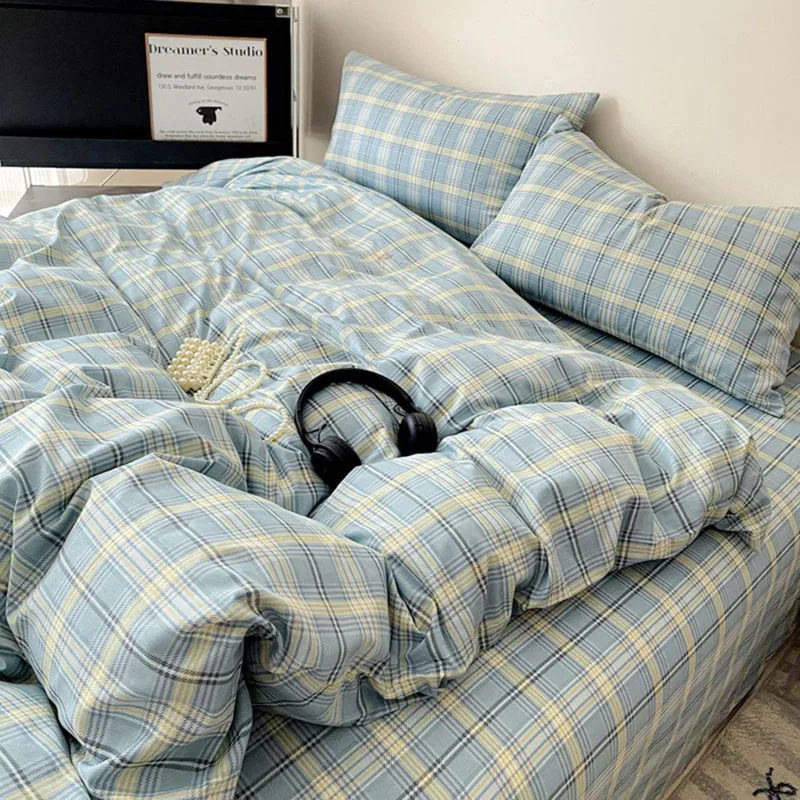 

Nordic 100% Cotton Geometric Printing Bedding Sets Super Soft Quilt Set for Single Double Size Simple Cozy Bedrooms Bed Liens