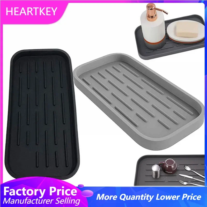 

Silicone Drain Pad Mats Multi-purpose Kitchen Bathroom Silicone Tray Soap Tableware Fruits Countertop Storage Drain Pad