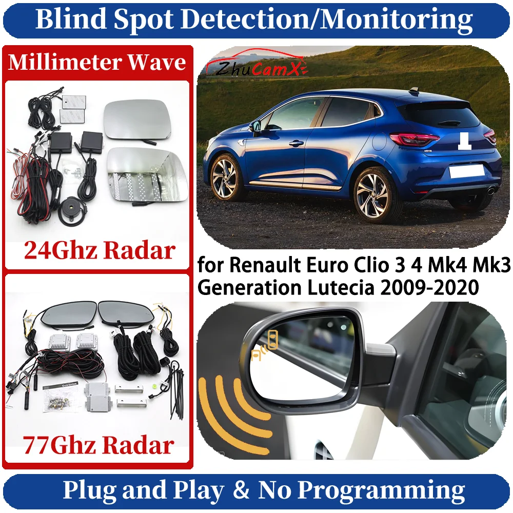 Blind Spot Monitoring/Detection System for Renault Euro Clio 3 4 Mk4 Mk3 Generation Lutecia 2009-2020 Side Lane Change Assist
