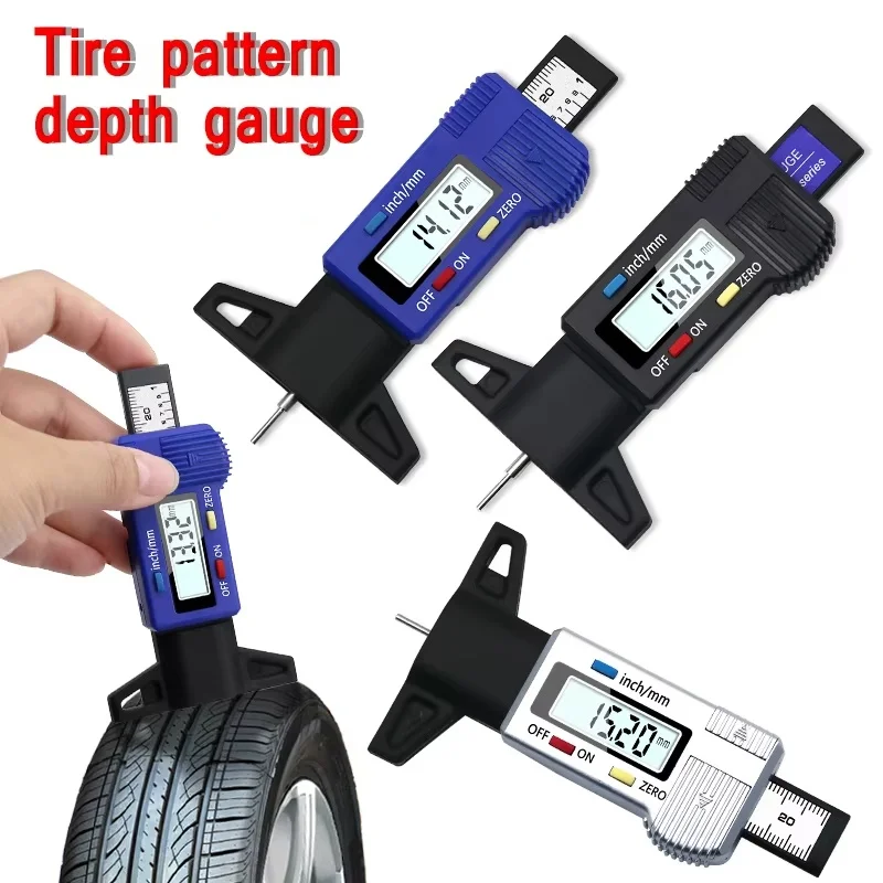 Digital Car Tyre Thickness Gauges Depth Meter For Safe Auto Tyre Tread Monitoring Tyre Wear Detection Measure Caliper Instrument
