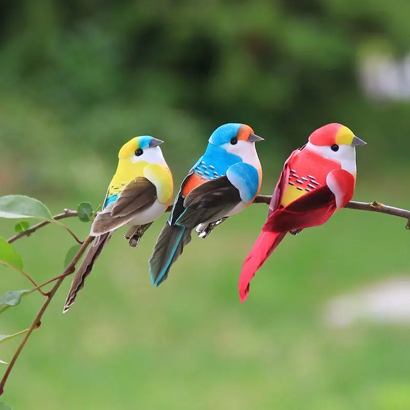 6Pcs Realistic Simulated Bird Decor With Natural Feather And Vibrant Colors Perfect For Garden Yard Home Party Decor Ornament