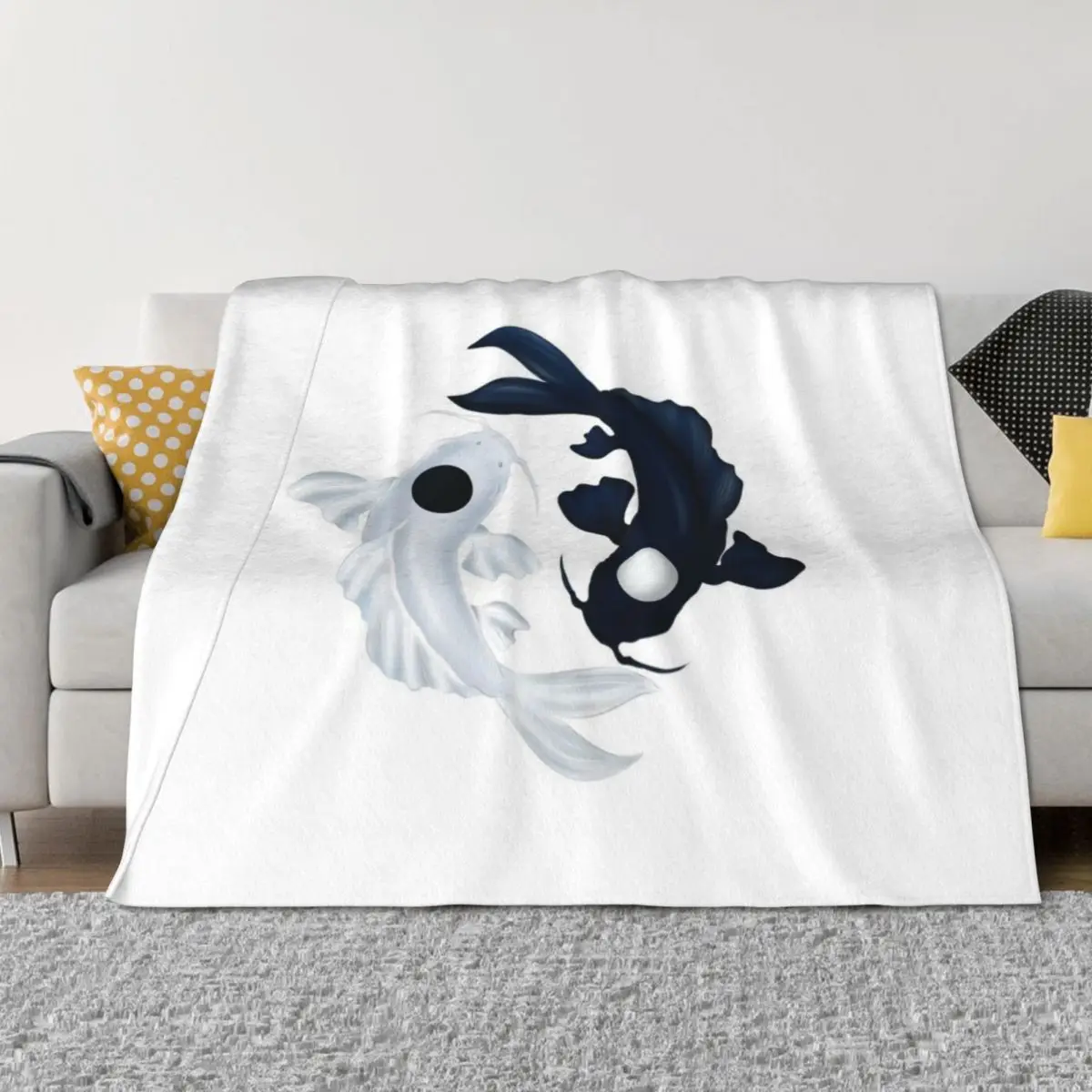 

Tui and La; Yin Yang Koi Throw Blanket Luxury Thicken Thermals For Travel Hairy Bed Fashionable Blankets