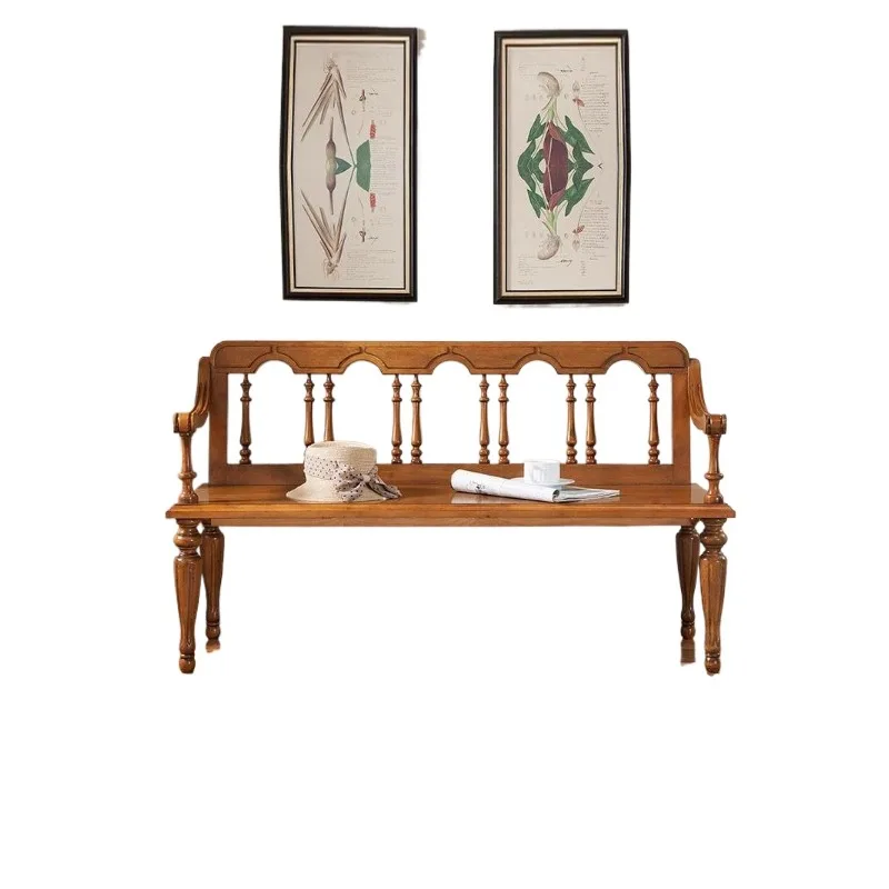 

Double sofa chair, solid wood living room art leisure lover chair, American balcony couple wedding photo seat