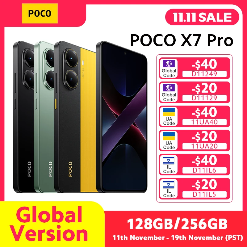 هاتف ذكي جديد POCO X7 Pro الإصدار العالمي xdimensity ، عرض من 90 K ، شحن بطارية IP68 5G NFC