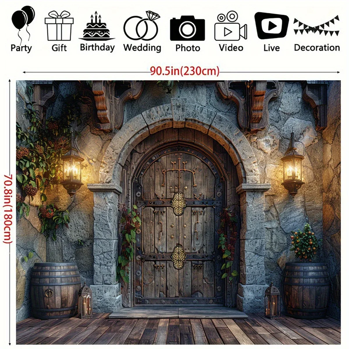 1pc Medieval Castle Background, Decorative Castle Wall Background, Kingdom Guardian VBS Medieval Theme Party Supplies