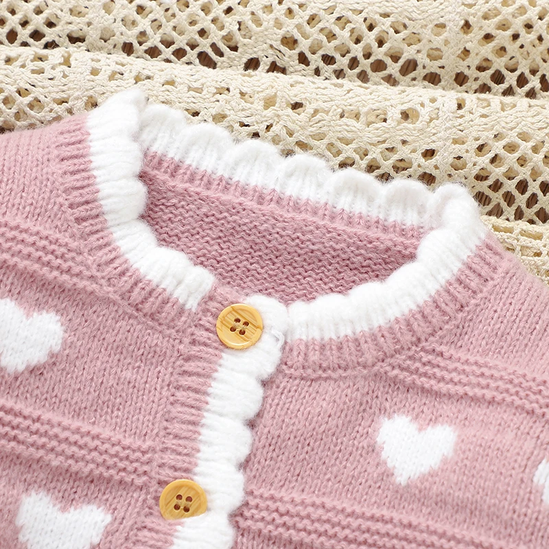 Baby Clothes Sets Knitted Infant Girls Sweater Long Sleeve +Pants Autumn Newborn Children Cardigan Cute Loving+Trousers Fashion