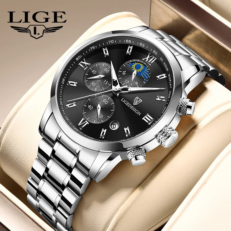 

LIGE New Fashion Watch Men Top Brand Luxury Sports Quartz Wristwatch Chronograph Military Mens Watches Luminous Date Clock+Box