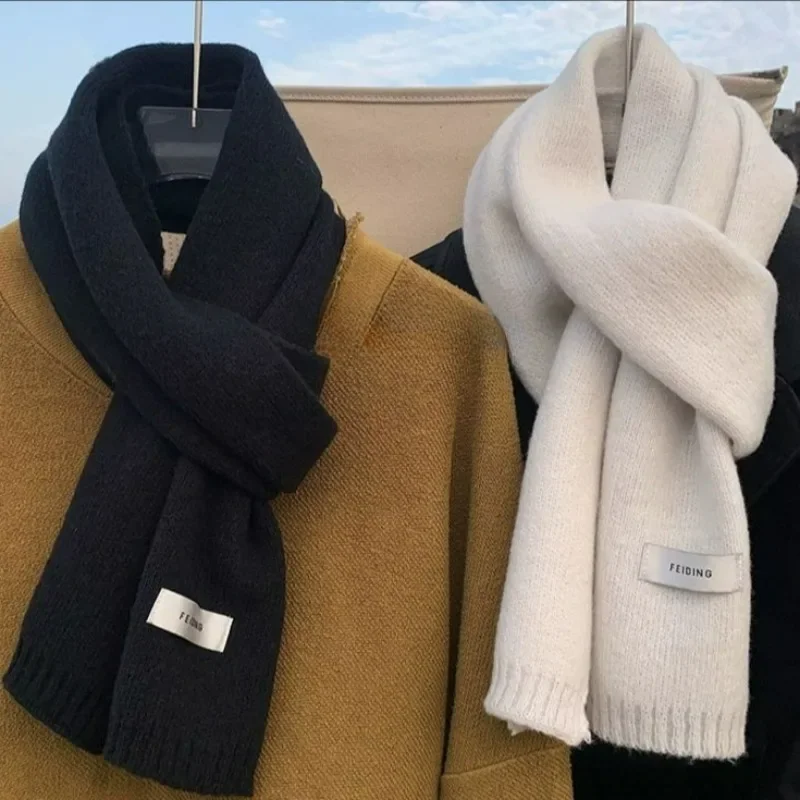 Winter Thermal Knitted Scarf Unisex Solid Color Neck Shawl Wrap Warm Windproof Solid Color Women Men Fashion Motorcycle Scarfs