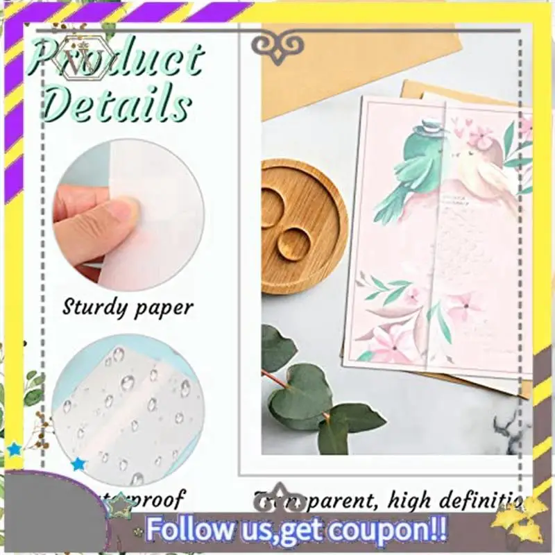 

New 120 Pcs Vellum Paper Pre-Folded Wedding Invitation Paper Translucent Vellum Envelopes 5X7 Inch