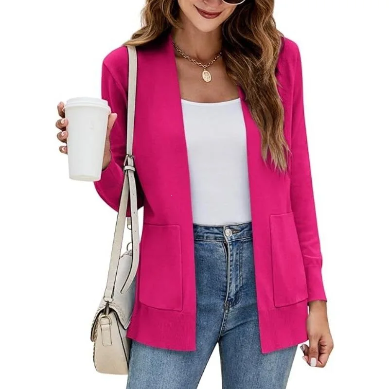 

Spring Knitted Sweater with Pocket Cross-Border Women's Fashion Soft Comfortable Fabric Casual Wear for Ladies