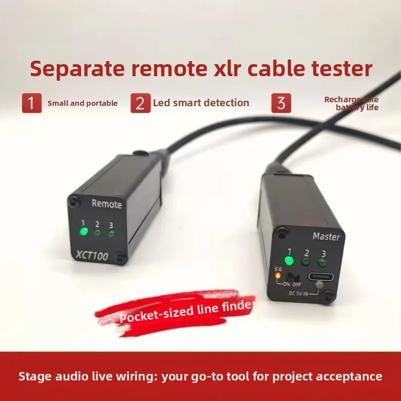 Portable Separate XLR Cannon Line Tester Remote XLR Cannon Line Test Multifunctional Audio Line Tester Charging Model