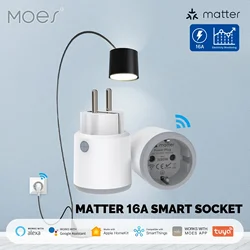 MOES Smart Plug Matter Wi-Fi-Buchse 16A Smart Timer Outlet Power Monitor Unterstützung TUYA Apple Homekit Arbeit mit Google Home Alexa