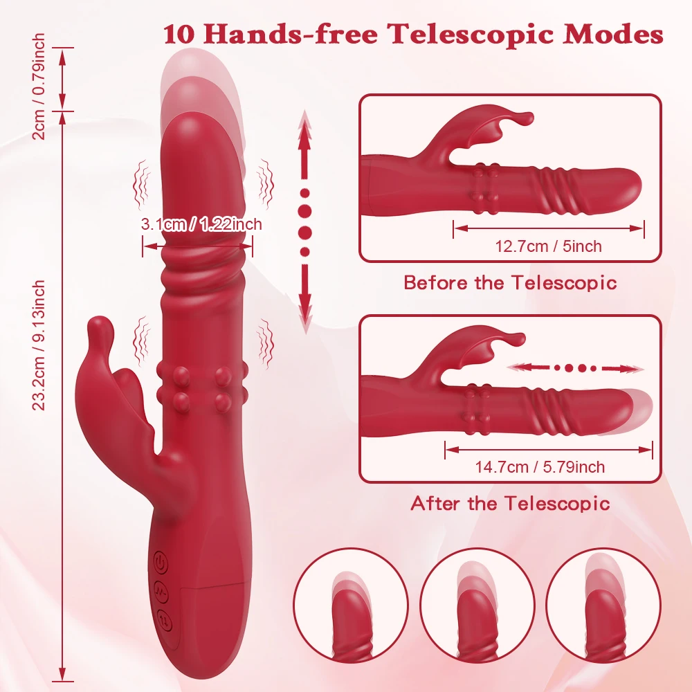 3 in 1 Thrusting Rotating Vibrator Clitoris Massager Telescopic G Spot Stimulator Women Dildo Adult Sex Toys Female Masturbator - view 6
