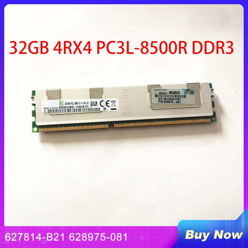 

1 PCS Server Memory For HP RAM 32GB 4RX4 PC3L-8500R DDR3 1066 627814-B21 628975-081 632205-001