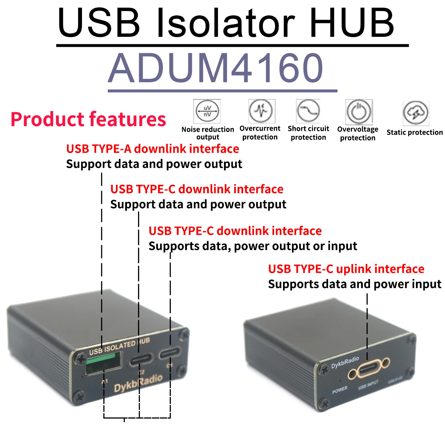 ADUM4160 Szybki cyfrowy izolator USB HUB TYPE-C HUB USB Sygnał Audio Izolator zasilania Izolacja USB Przemysłowa fabryka Arduino