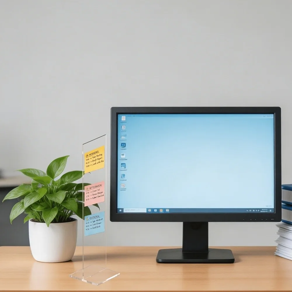 Transparent Acrylic Desk Note Board Display Board Vertical Monitor Side Reminder Board Office Daily Planner Detachable