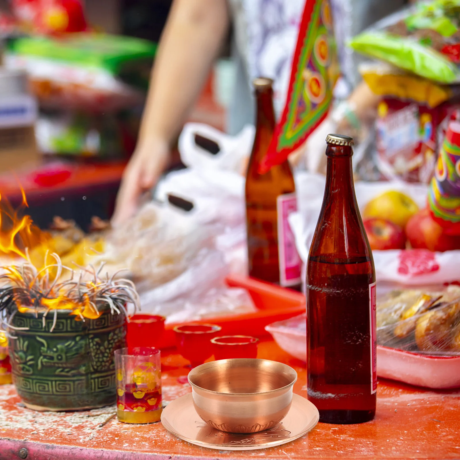 

Copper Offering Bowl Chalice Cup Sacrifice Manual Buddha Worship Drinking Goblets