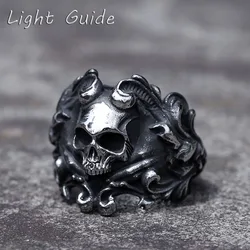 2022 NEW Men's 316L stainless-steel rings Calvarium Skull Devil RING for gothic decorative pattern Jewelry Gift free shipping