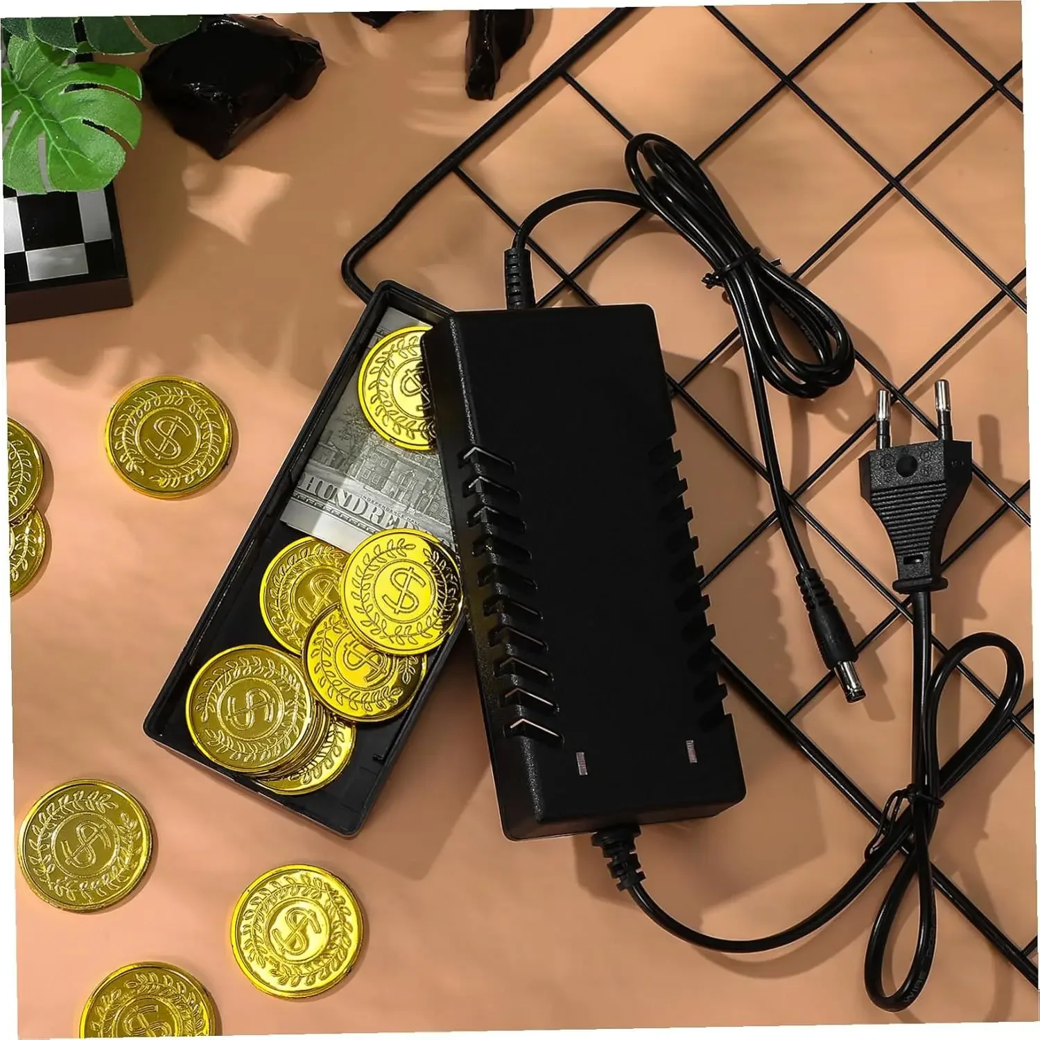 Simulated computer charger to store valuables, private money storage box, hidden key box, jewelry box