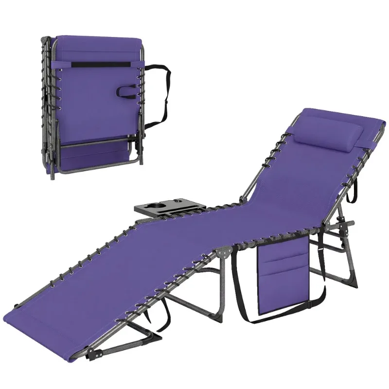Modern two-piece folding lounger pool chair, durable rattan-iron fabric, suitable for outdoor terrace hotel swimming