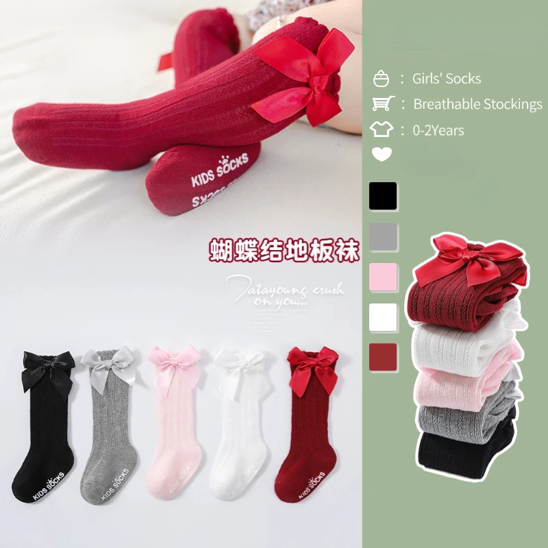 3 Paar Kinder Mädchen königlichen Stil Schleife kniehohe Netzsocken Baby Kleinkind Schleife in Röhrensocken. Kinder ausgehöhlte Socken