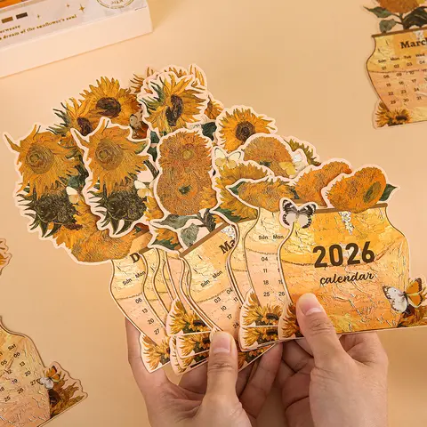 2026 Kortinsats Skrivbordskalender Vintage Målning Månadsplanerare Med Träbas Skrivbordsdekor För Månadsschema Organiserare 6 best sales kalenderbord - №2