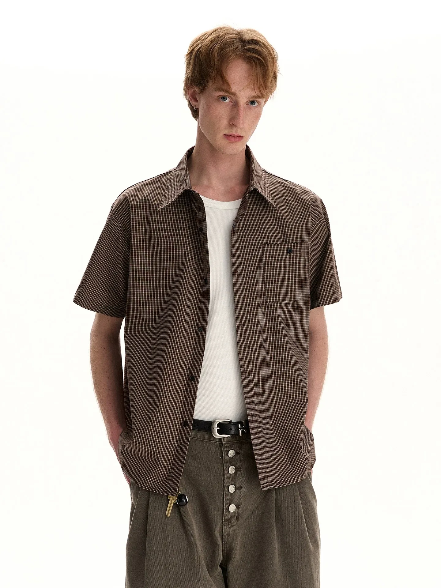 Unisex Short Sleeve Shirt Vintage Style High Intelligence Sensation Commute Versatile Shirt Jacket Youth Trend Summer Breathable