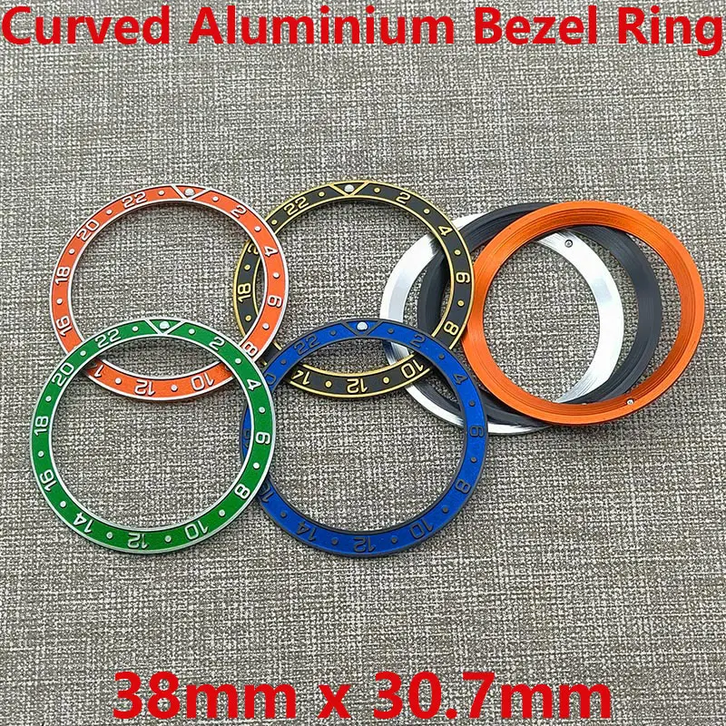

38mmx30.7mm SKX007 Curved Aluminium Bezel Insert Fits SKX007 SKX009 SRPD SUB Cases NH35 NH36 Movement Men Watch Bezel Ring Parts