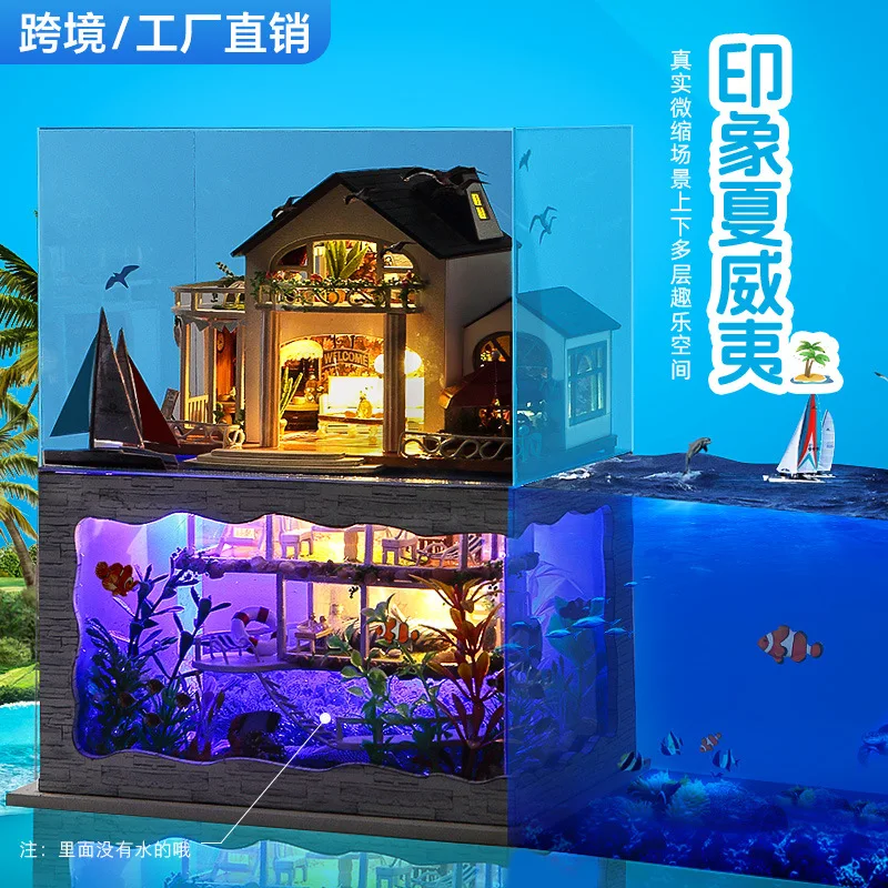 DIY handmade jigsaw puzzle building blocks assemble large villa model wholesale decompression puzzle decorated doll house