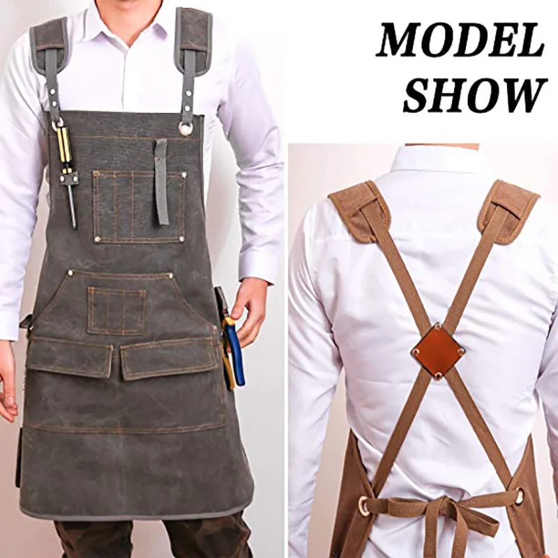 Simple Thickened Canvas Apron Custom Logo Woodworking Electrician Gardening Overalls Tool Apron