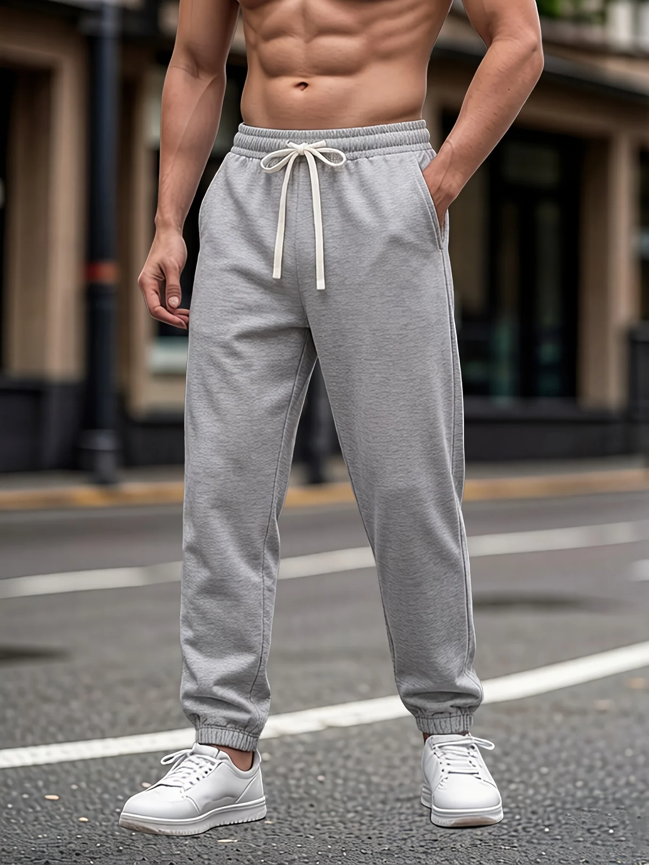 Men's Casual Sports Pants, Running Pants, Solid Color Regular Running Pants, Tennis, Fitness, Exercise, Cycling, and Casual Wear
