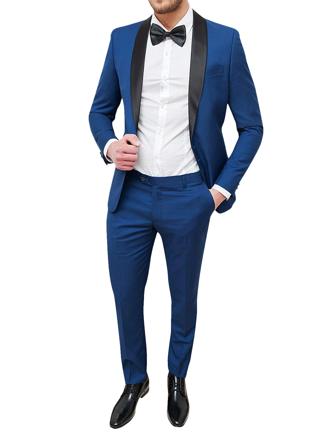 Royal Blue Men\'s 2 Pieces Dinner Wedding Groom Tuxedo Suit Slim Fit Shawl Lapel Jacket and Trousers for Business