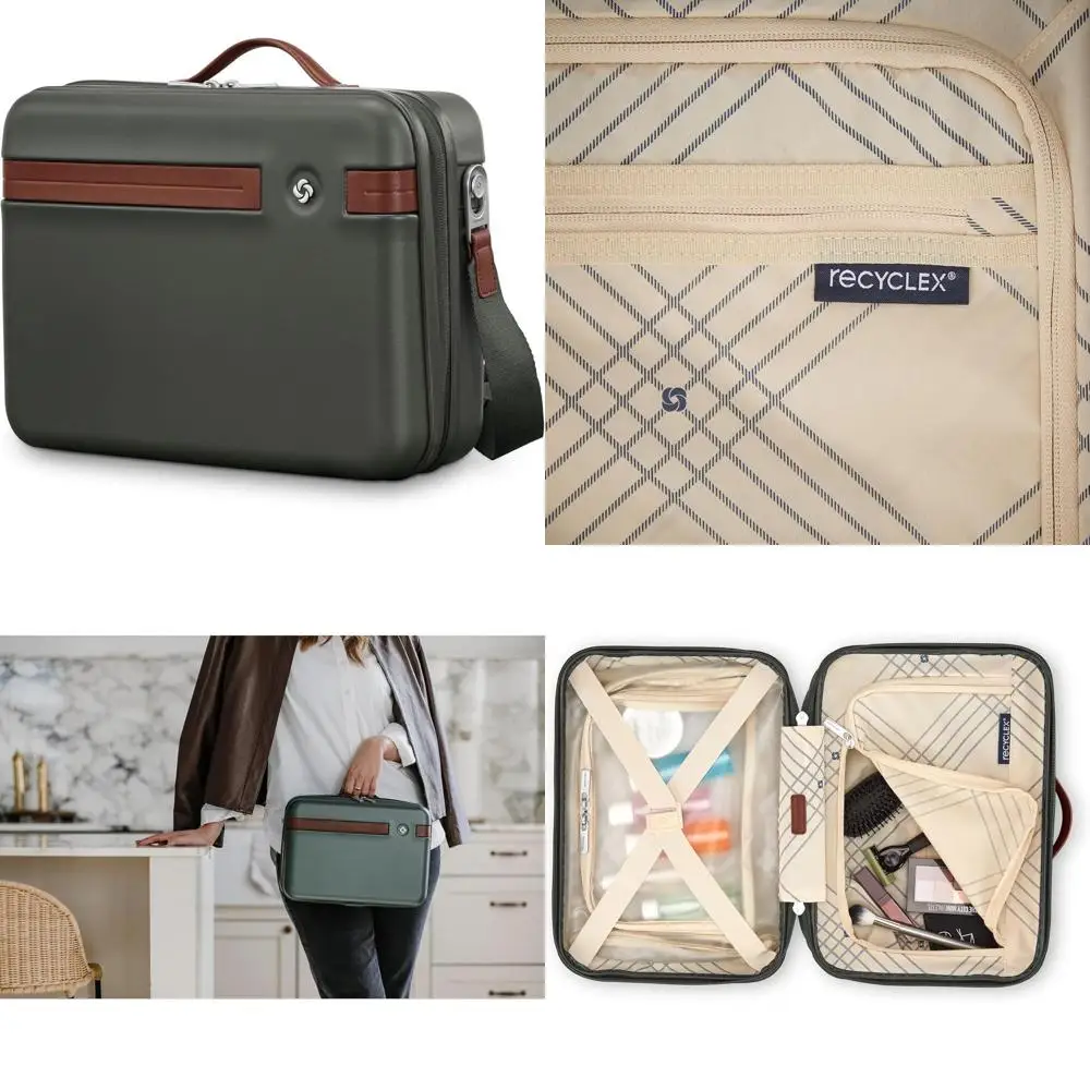 

Durable Hardshell Train Makeup Case with Detachable Crossbody Strap