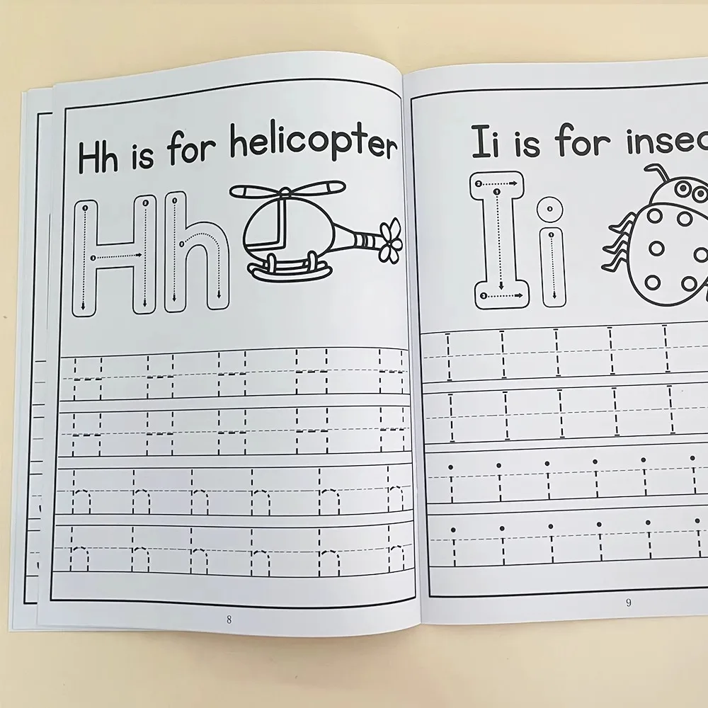 تعلم اللغة الإنجليزية لمرحلة ما قبل المدرسة مونتيسوري مقاس A4 حروف تتبع A-Z مصنف الكتابة والتلوين الحقيبة الصغيرة